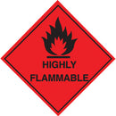 SIGNS, SAFETY, SELF-ADHESIVE, Highly Flammable, 100 x 100mm, Each