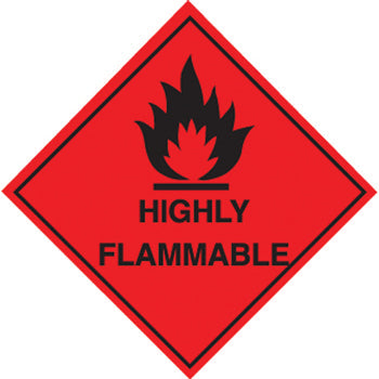 SIGNS, SAFETY, SELF-ADHESIVE, Highly Flammable, 100 x 100mm, Each