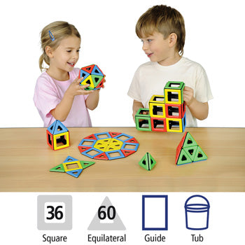 MAGNETIC POLYDRON, Magnetic Class Pack in a Tub, Pack of 32 pieces