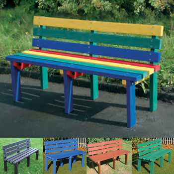 MARMAX RECYCLED PLASTIC PRODUCTS, Reston Bench 3 Seater, Junior, Blue, Each