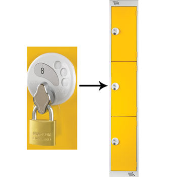 THREE COMPARTMENT LOCKERS WITH SWIVEL CATCH LOCKS, 300 x 450 x 1800mm (w x d x h), Single Bay Locker, Red  doors