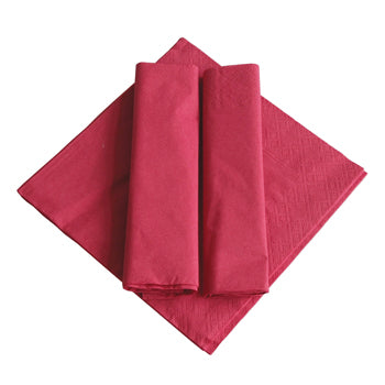 NAPKINS, PAPER, 2 Ply, 330mm Square, Burgundy, Pack of 100