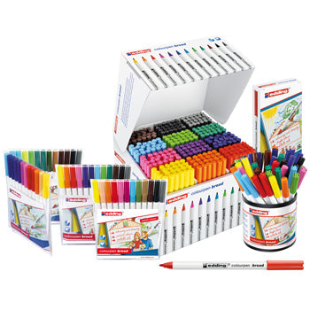 PENS, WASHABLE FIBRE TIP, Edding Colourpen Broad, Assorted, Tub of 42