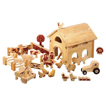 WOODEN BUILDINGS, NATURAL WOOD DELUXE BARN & FARM, Age 3+, Set