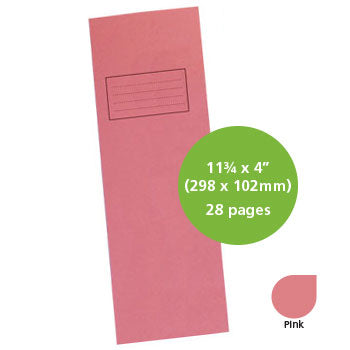 EXERCISE BOOKS, MANILLA COVERS, 113/4 x 4'' (298 x 102mm), 28 pages - Dictionary Book, Pink, Plain - dictionary, Pack of 25