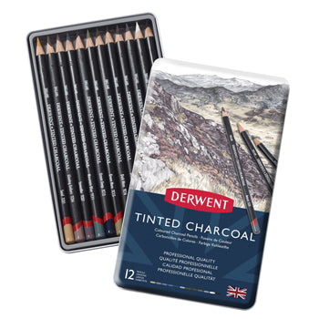 CHARCOAL PENCILS, Derwent Tinted, Assorted, Pack of 12