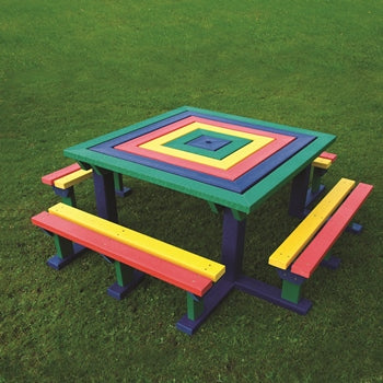 MARMAX RECYCLED PLASTIC PRODUCTS, Octobrunch Picnic Table, Junior, Rainbow, Each