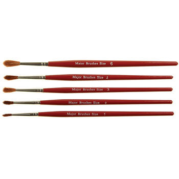 PAINTBRUSH, SHORT HAIR - SHORT HANDLE, Imitation Sable (Red Goat Hair) Assorted, Class Pack of 50