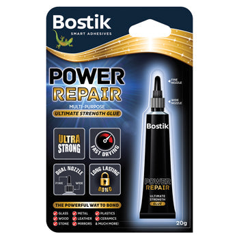 ADHESIVES, ALL PURPOSE, Bostik Power Repair, Tube of 20g