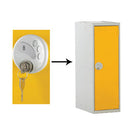 Half Height School Lockers, HALF HEIGHT WITH KEY LOCK, SINGLE COMPARTMENT, Single Bay Locker, Yellow doors