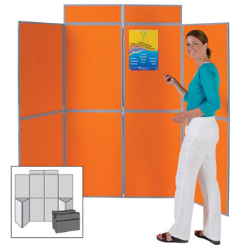 BUSYFOLD(R) FOLDING DISPLAY KITS, Light, 10 Panel Unit, With Grey Trim, Cyan