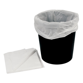 BIN LINERS, White Plastic Disposable, Heavy Duty Swing Bin Liner, Pack of 100