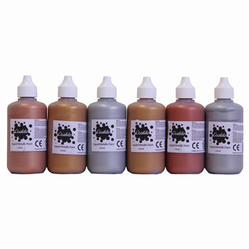 PAINT, CRAFT, METALLIC PAINT, Set of 6 x 125ml