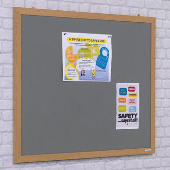 ECO FRAMED FELT NOTICEBOARDS, Beech Effect Frame, 1500 x 1200mm, Grey