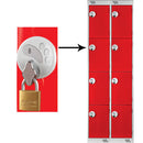 FOUR COMPARTMENT LOCKERS WITH SWIVEL CATCH LOCKS, 300 x 300 x 1800mm (w x d x h), Nest of 2 Lockers, Blue doors