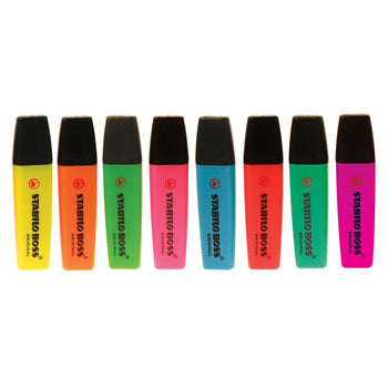 HIGHLIGHTERS, STABILO BOSS ORIGINAL, Small Packs, 4 Assorted Colours, Pack of 4