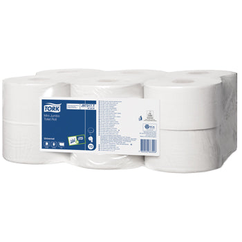 TORK MINI JUMBO TOILET ROLL, Mini Jumbo Toilet Roll, 2 Ply, Case of 12 Rolls