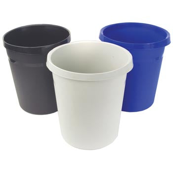 WASTE PAPER BINS, 18 LITRE, HEAVY DUTY PVC, Black, Each