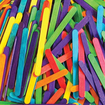 LOLLIPOP STICKS, Assorted Colours, 115 x 10mm, Pack of 1000