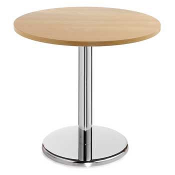 TABLES, CHROME PEDESTAL BASE, Circular, 800mm diameter x 725mm height, White