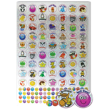 SPARKLY STICKERS, A4 Compilation Characters & Smiley Faces, Pack of 1310