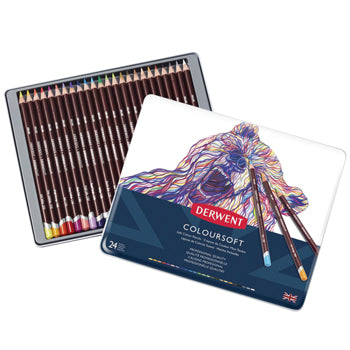 ARTIST'S COLOURED PENCILS, Derwent Coloursoft, Pack of 24