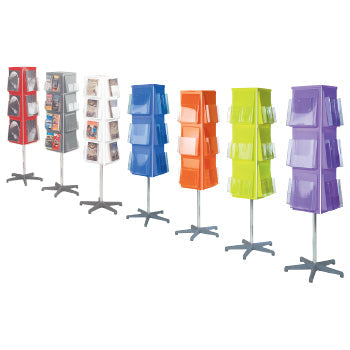 4 SIDED REVOLVING LEAFLET DISPENSERS, Traditional Colours, A5 16 Pockets, Red