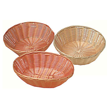 WOVEN POLYRATTAN BASKETS, Round, 250mm diameter x 70mm deep, Each