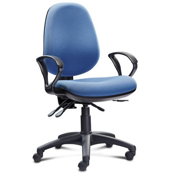 DELUXE OPERATOR CHAIRS, HIGH BACK, Fixed Arms - 610mm width, Ocean, EMERGENT CROWN CONTRACT OFFICE
