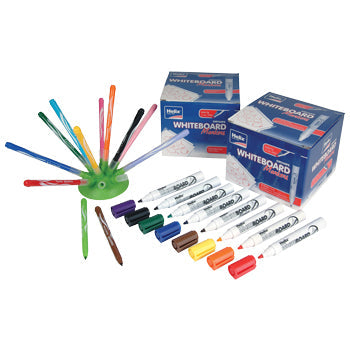 WHITEBOARD MARKERS, Helix(R) DryWipe Bullet Tip plus FREE pack of 12 Jungle Fibre Tip Markers, Pack of 2 x 48