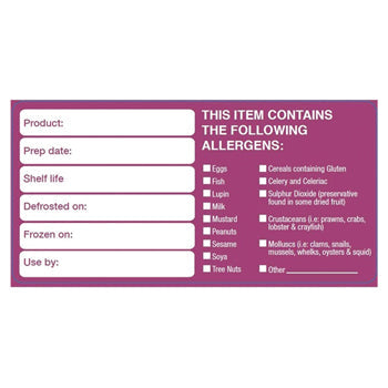 ALLERGEN SIGNAGE & LABELLING, Allergen Checklist Labels, Roll of 500 l