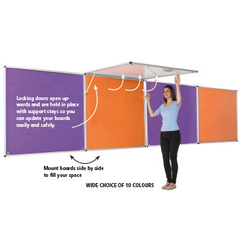 Tamperproof Corridor Noticeboards, Top Hinged - Double Door, Double Door - 2400 x 1200mm height*, Purple