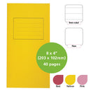EXERCISE BOOKS, MANILLA COVERS, 8 x 4'' (203 x 102mm), 40 pages - Notebook, Yellow, 8mm ruled, Pack of 25