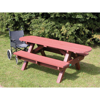 MARMAX RECYCLED PLASTIC PRODUCTS, Heavy Duty Picnic Table With Extended Top, Black & Grey, Each