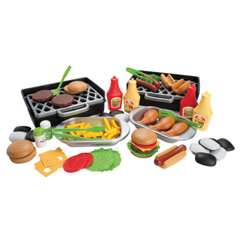 PLAY FOOD, PLASTIC, DELUXE BBQ PLAY FOOD & GRILL, Set of 79 pieces