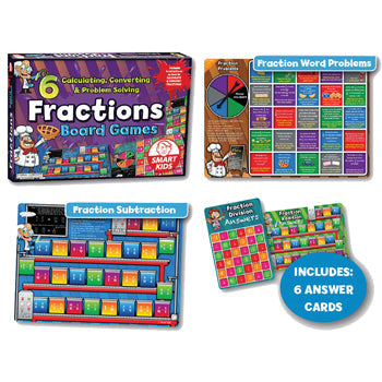 FRACTIONS BOARD GAMES, Set of 6