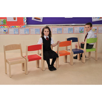 COLOURED & NATURAL BEECHWOOD FURNITURE, STACKABLE CHAIRS, Sizemark 3 - 350mm Seat height, Beech, Set of 4