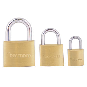 PADLOCKS, Defender by Squire, Standard Shackle, 30mm wide, 4.7mm dia shackle, 4 pin tumbler, 240 key differs, DFBP3, Each