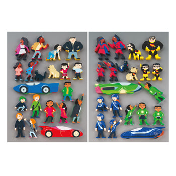 SUPERHEROES WOODEN CHARACTER SET, Age 3+, Set of 20 characters