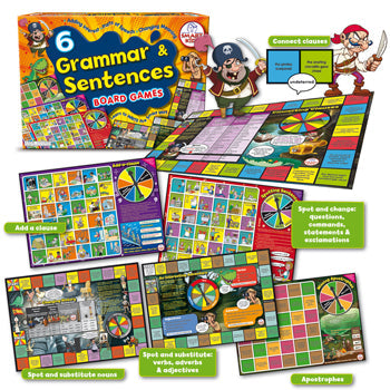 GRAMMAR & SENTENCES BOARD GAMES, Set of 6