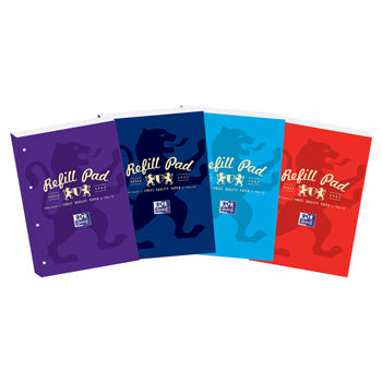 REFILL WRITING PADS, A4, 300 pages (150 sheets), tape bound at side, Oxford Punched 4 Holes, With Cover, Pack of 3