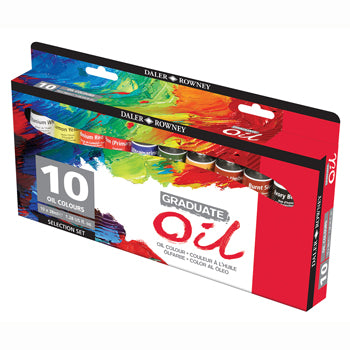 OIL COLOURS, Daler-Rowney Graduate Oils, Introductory Pack, Pack of 10 x 38ml