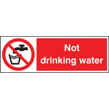 SIGNS, SAFETY, SELF-ADHESIVE, Not drinking water, 300 x 100mm, Each