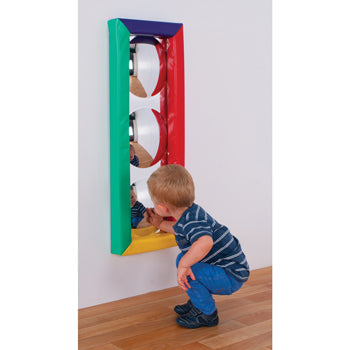 MULTI-COLOUR 3 BUBBLE SOFT FRAME SENSORY MIRROR, Each