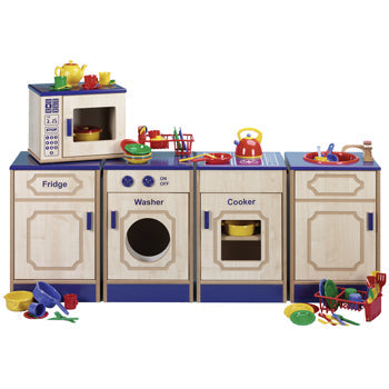 NURSERY KITCHEN FURNITURE, Assembled 5 Piece Kitchen Set Plus 81 Piece Kitchen Play Set, Set