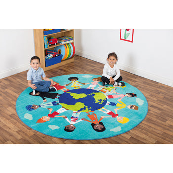 KIT FOR KIDS, CHILDREN OF THE WORLD(TM) MULTI-CULTURAL CARPET, TEAL, 2000mm diameter, Each