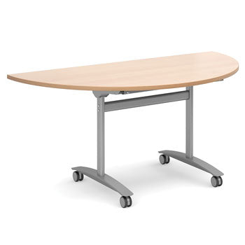 TILT TOP CONFERENCE TABLES, Semi Circular/ D-End, 1600mm width, Beech