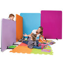 BUSYSCREEN(R) CURVE ROUNDED CORNER DIVIDER SCREENS, 1200 x 1450mm height, Woven Cloth With Black Trim, Merrick