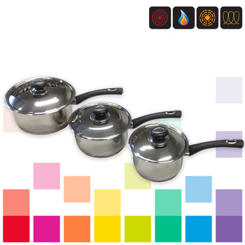 Smartbuy, SAUCEPAN SET, STAINLESS STEEL, Heat Resistant Handles, Set of 3 pieces