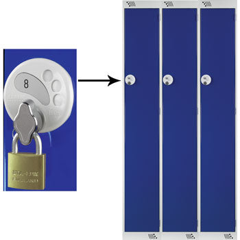 SINGLE COMPARTMENT LOCKERS WITH SWIVEL CATCH LOCKS, 300 x 300 x 1800mm (w x d x h), Nest of 3 Lockers, Green doors